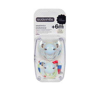 CHUPETE LATEX ANATOMICO SUAVINEX + 6 MESES 2 UNIDADES