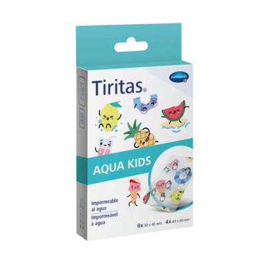 TIRITAS AQUA KIDS APOSITO ADHESIVO 2 TAMAÑOS 8 U 30 X 40 MM + 4 U 40 X 60 MM