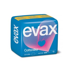COMPRESAS HIGIENICAS FEMENINAS EVAX COTTONLIKE NORMAL CON ALAS 19 COMPRESAS