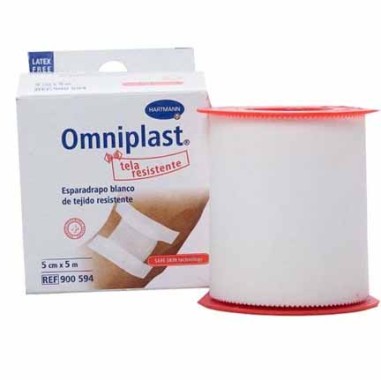 ESPARADRAPO HIPOALERGICO OMNIPLAST TEJIDO RESISTENTE 1 UNIDAD 5 M X 2,5 CM COLOR BLANCO