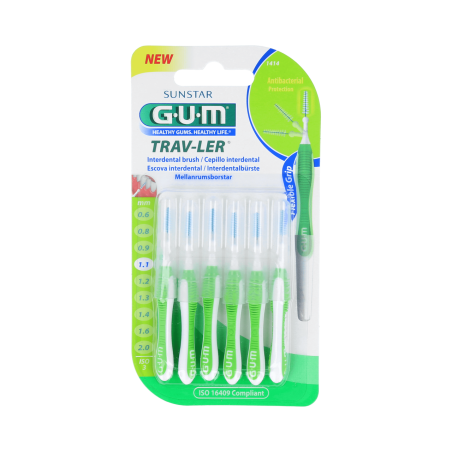 CEPILLO INTERDENTAL VIAJE GUM 1414 TRAV-LER ULTRAFINO 1.1 MM CONICO 6 UNIDADES