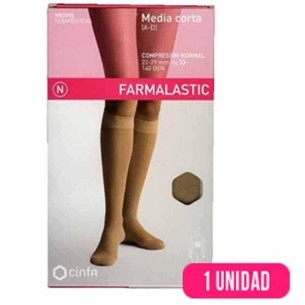 MEDIA CORTA (A-D) COMPRESION NORMAL FARMALASTIC PUNTERA CERRADA 2 UNIDADES TALLA GRANDE COLOR BE