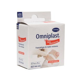 ESPARADRAPO HIPOALERGICO OMNIPLAST TEJIDO RESISTENTE 1 UNIDAD 5 M X 2,5 CM