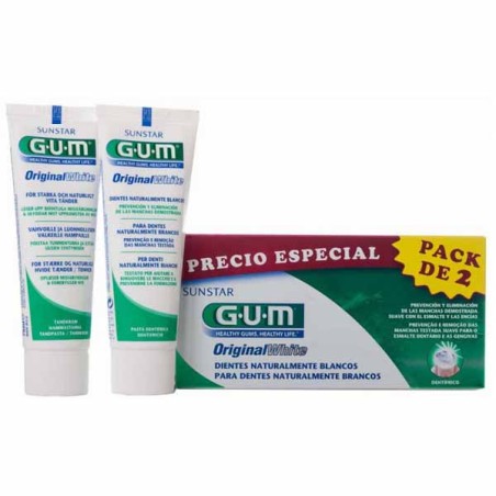 GUM ORIGINAL WHITE PASTA DENTAL  2 TUBOS 75 ML