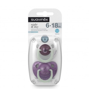 CHUPETE SILICONA ANATOMICO SUAVINEX NOCHE 6 - 18 MESES 2 UNIDADES