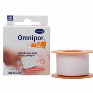 ESPARADRAPO HIPOALERGICO OMNIPOR PAPEL 1 UNIDAD 5 M X 2,5 CM