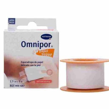 ESPARADRAPO HIPOALERGICO OMNIPOR PAPEL 1 UNIDAD 5 M X 2,5 CM