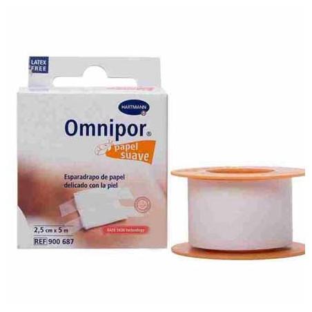 ESPARADRAPO HIPOALERGICO OMNIPOR PAPEL 1 UNIDAD 5 M X 2,5 CM