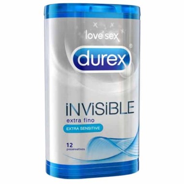 DUREX INVISIBLE EXTRA FINO EXTRA SENSITIVO PRESERVATIVOS 12 UNIDADES