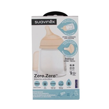 BIBERON ANTICOLICO TETINA LACTANCIA SILICONA MIXTA SUAVINEX 180 ML