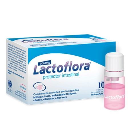 LACTOFLORA PROTECTOR INTESTINAL ADULTO  10 VIALES 7 ML SABOR FRESA