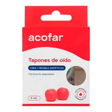 TAPONES OIDOS CERA Y RESINAS SINTETICAS ACOFAR 6 UNIDADES