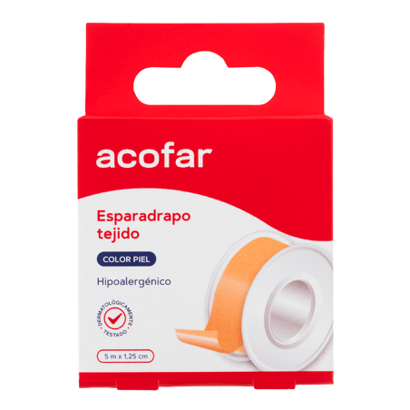 ESPARADRAPO ACOFAR TEJIDO 1 UNIDAD 5 M X 1,25 CM COLOR PIEL