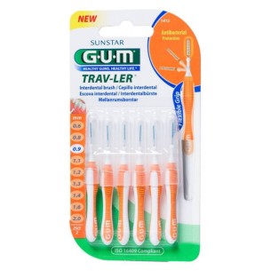 CEPILLO INTERDENTAL VIAJE GUM 1412 TRAV-LER ULTRAFINO 0.9 MM CILINDRICO 6 UNIDADES