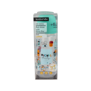 BIBERON PP BOCA ANCHA T LATEX ANATOMICA SUAVINEX 1 UNIDAD 360 CC + T2 L