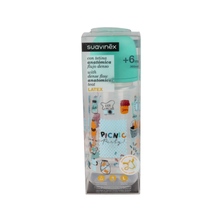 BIBERON PP BOCA ANCHA T LATEX ANATOMICA SUAVINEX 1 UNIDAD 360 CC + T2 L