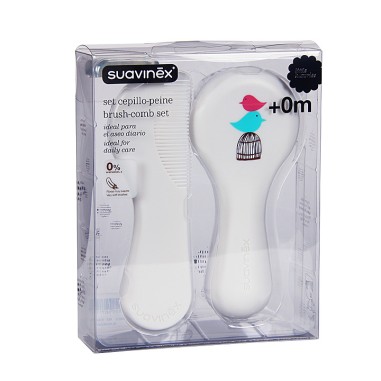 CEPILLO Y PEINE INFANTIL SOFT SUAVINEX BLANCO DECORADO