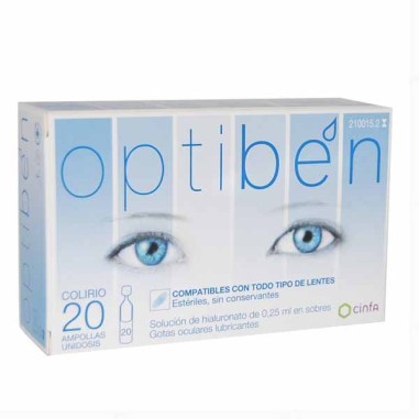 OPTIBEN OJOS SECOS  20 AMPOLLAS UNIDOSIS 0,25 ML
