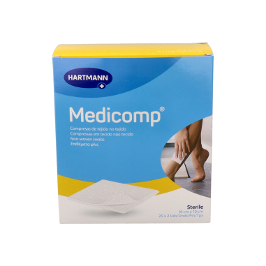 COMPRESAS DE TEJIDO NO TEJIDO ESTERILES MEDICOMP 50 UNIDADES 10 X 10 CM