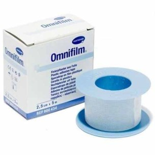 ESPARADRAPO HIPOALERGICO OMNIFILM 1 UNIDAD 5 M X 2,5 CM FILM TRANSPARENTE